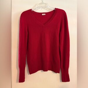 Classic Halogen Red 100% Cashmere V-Neck Sweater